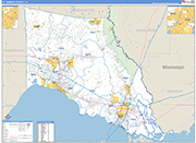 St. Tammany County Wall Map Basic Style